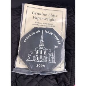 Pennsylvania Mined Slate Paper Weight 2008 Church Evening On Main Street Etched